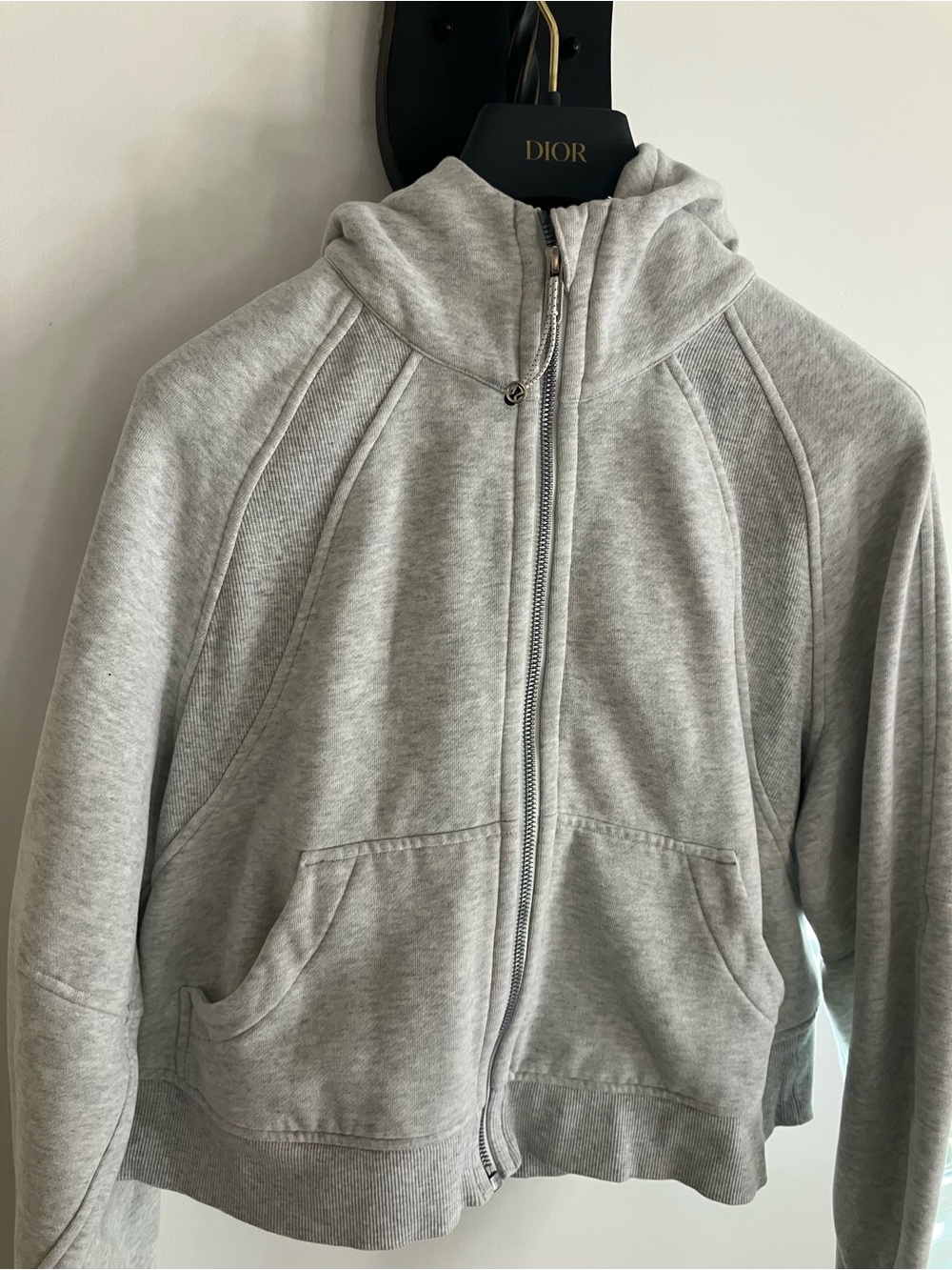 lululemon Cropped Light Gray Zip-Up Hoodie
